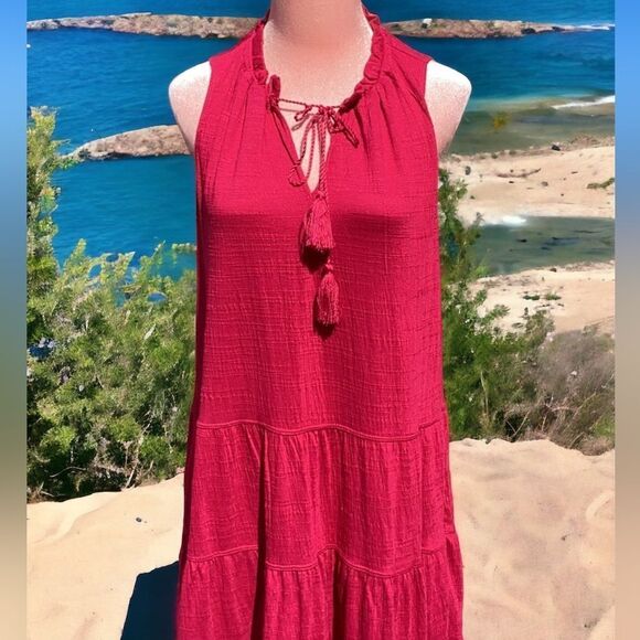 MAX STUDIO NWT WOMENS DRESS COVER UP SWIMWEAR BERRY PINK EXTRA SMALL SLEEVELESS - Picture 3 of 6